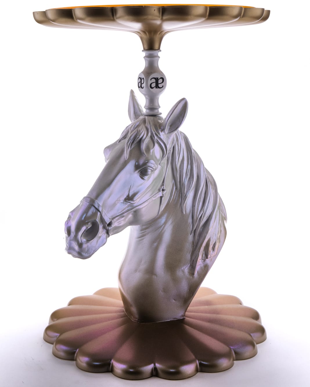 Rose-gold sculptural horse-head coffee table