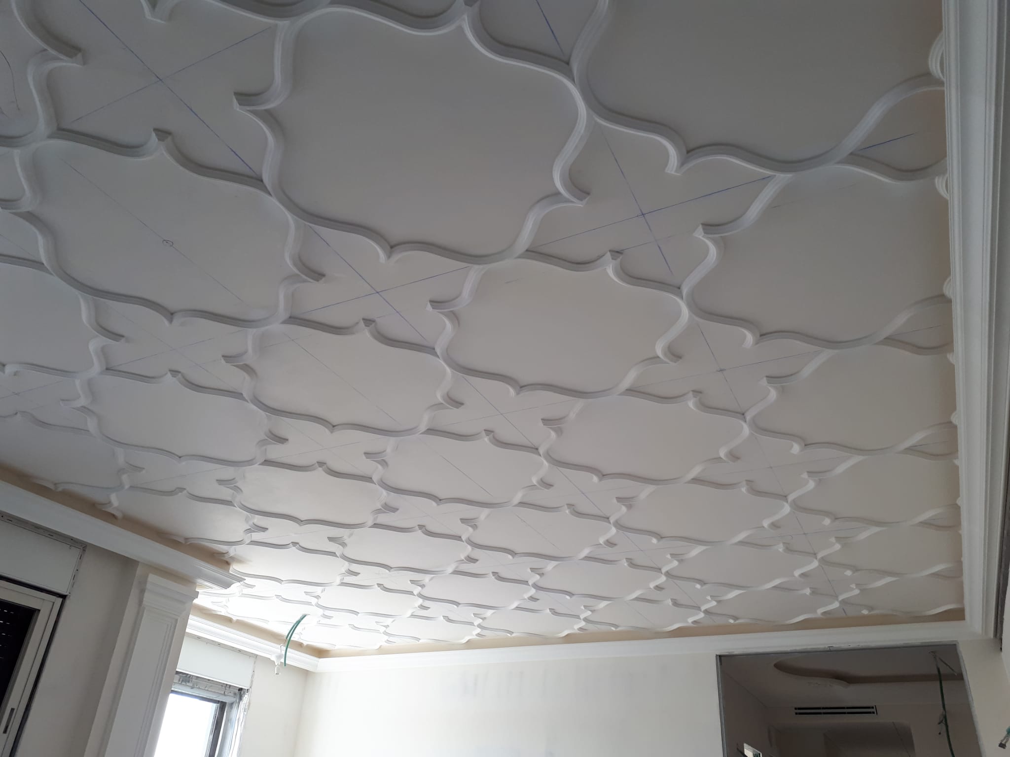 Moroccan-pattern decorative gypsum ceiling, hand-cast 3D panels