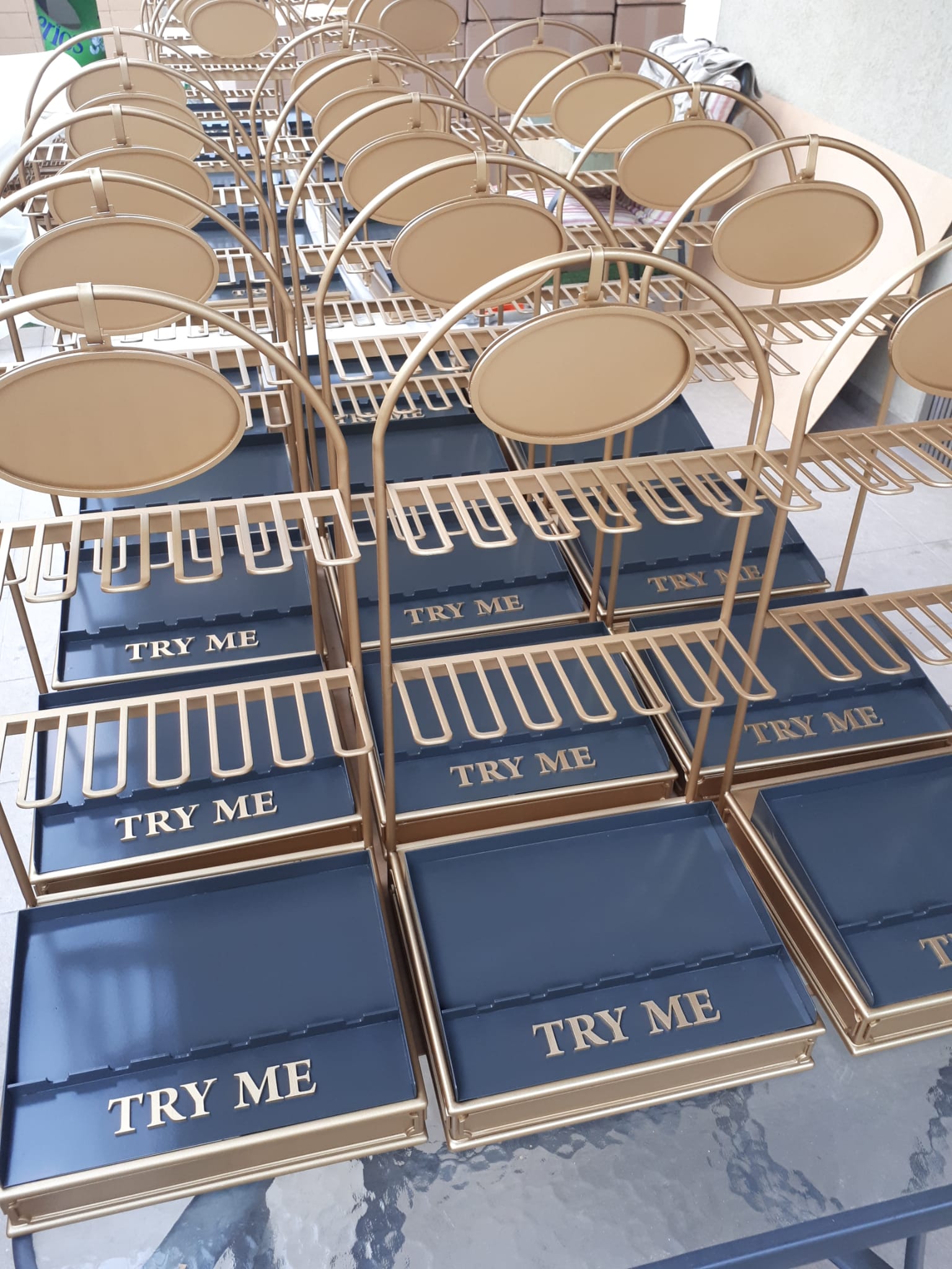 Gold artisan display stands