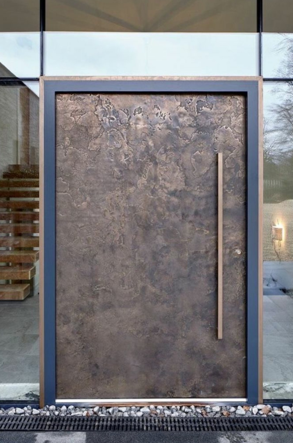 Rusted iron-look coated entry door